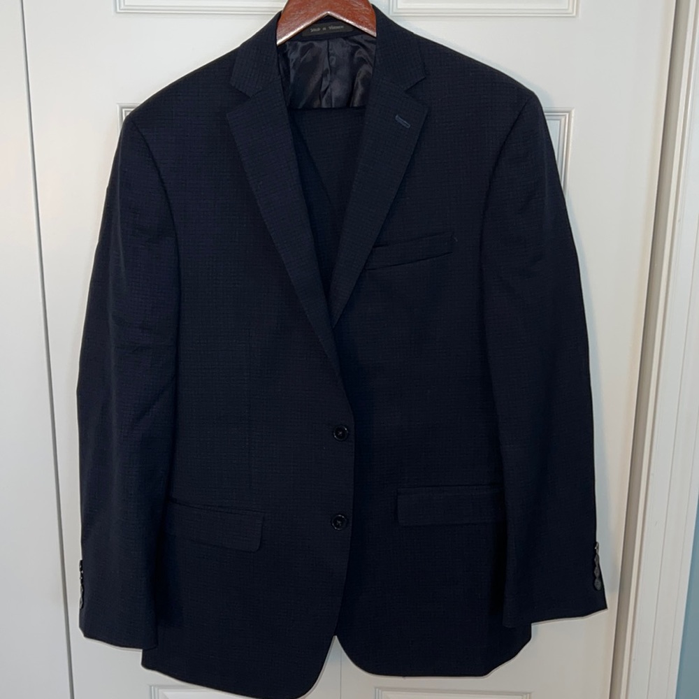 Calvin Klein 40R Navy Microcheck Slim Fit Mens Suit